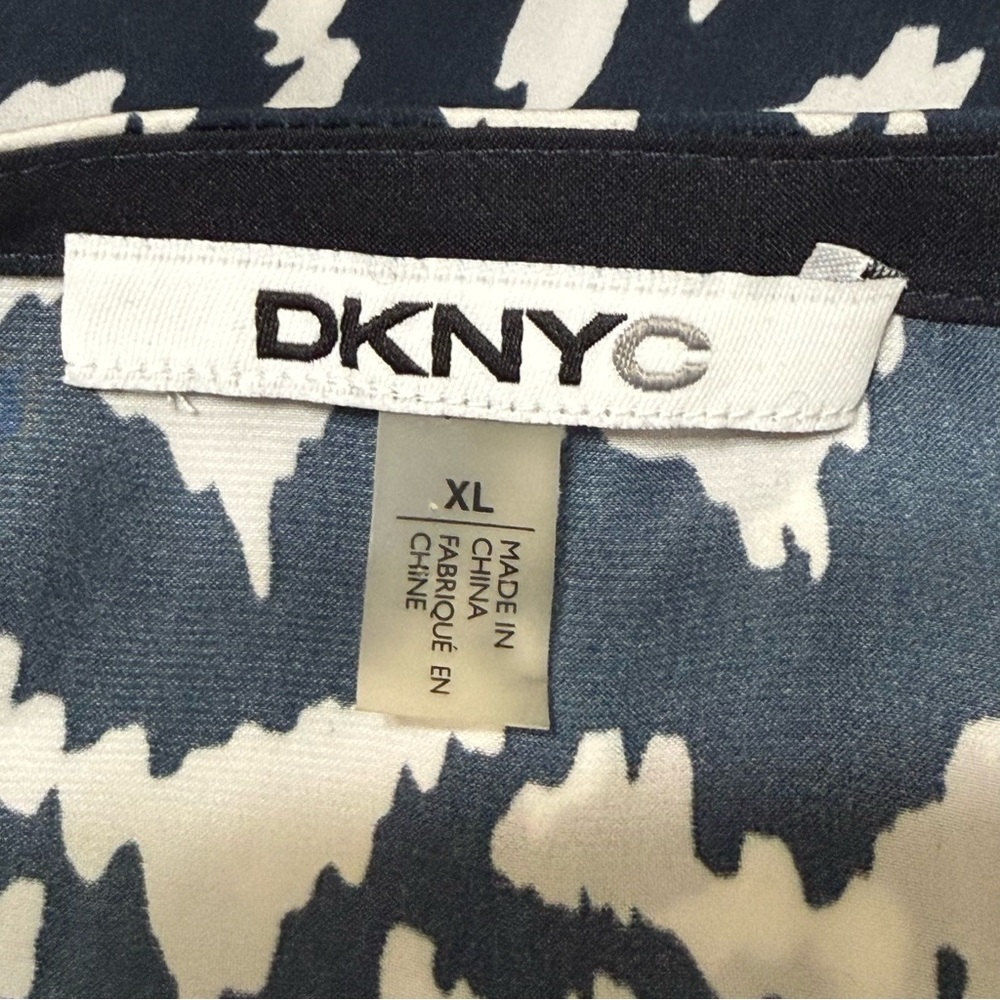 DKNYC Shift Dress Navy White Abstract Print Short Sleeve Work Casual Size XL - Picture 6 of 9